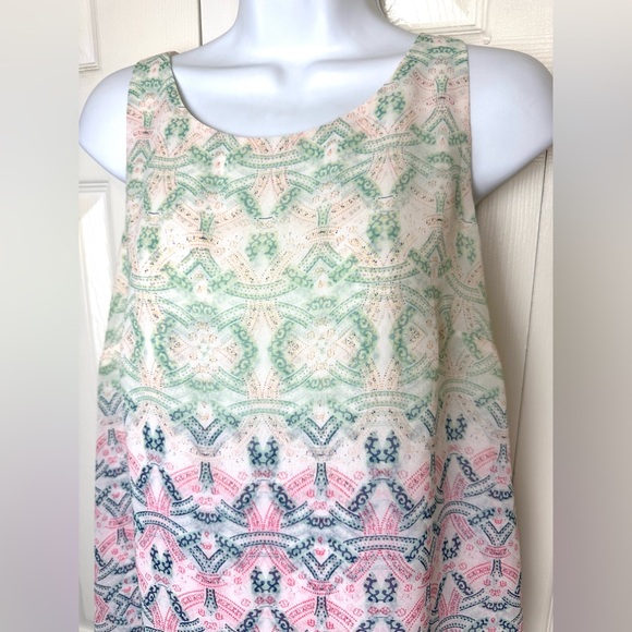 Mint CAbi #250 Mosaic Print Blouse Tank Top Shirt Heart of CAbi Layered Zipper - Picture 5 of 12